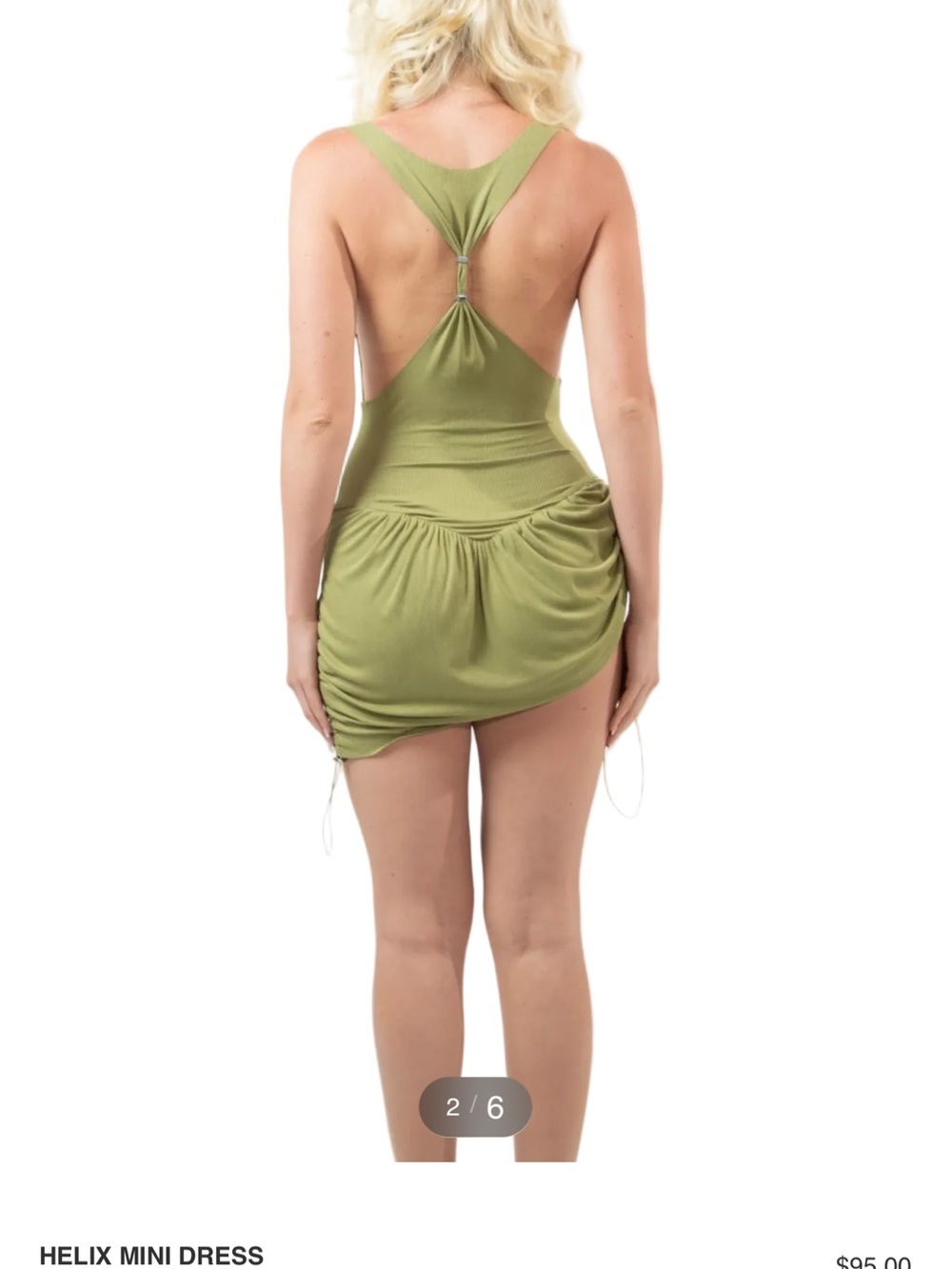 Helix Open-Back Olive Mini Dress
